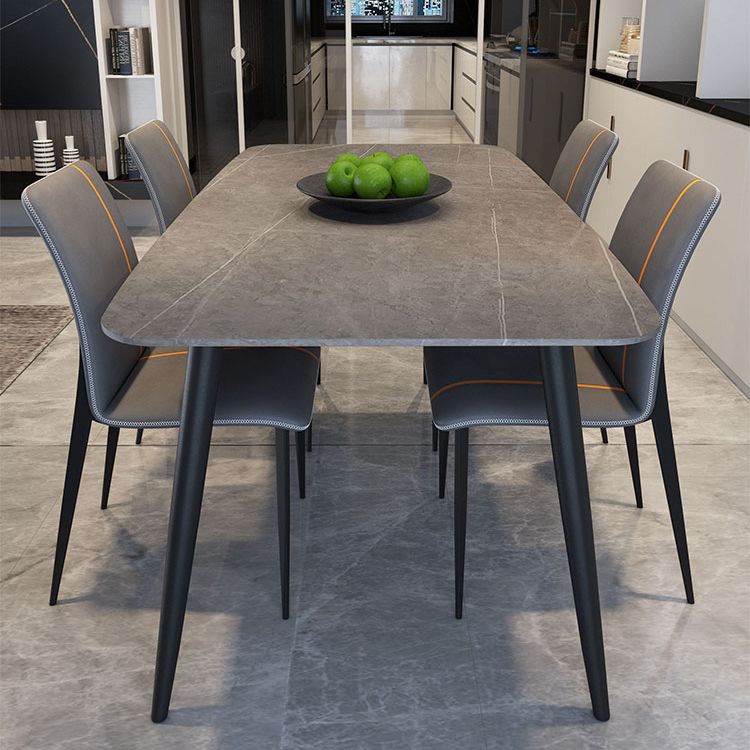 Simplicity Style Sintered Stone Dining Table 4 Legs Carbon Steel Base Rectangle Table for Home Clearhalo ' dining_table' 'Dining Tables & Seating' 'Dining Tables' 'furn' 'furn_dining_table' 'Furniture' 'furniture_dining_table' 'Kitchen & Dining Furniture' 'kitchen&dining_furn' 'kitchen' 'kitchen_dining_table' 1200x1200_b401d56f-8dbc-4aaf-9329-024d8999ad01