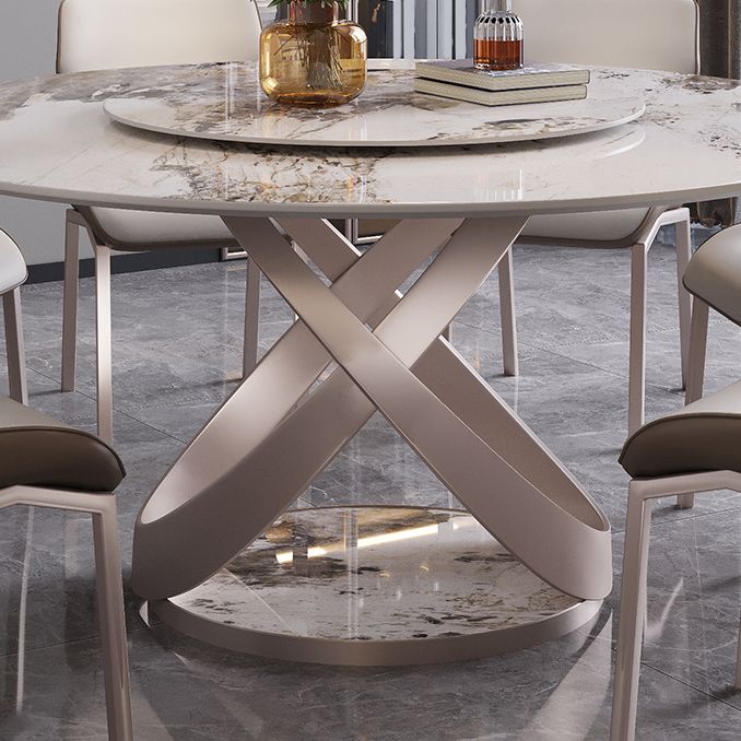 Nordic Glam Sintered Stone Round Table Set 1/4/5/7 Pieces Dining Set for Kitchen Clearhalo 'Dining Room Sets' 'Dining Tables & Seating' 'dining_room_set' 'furn' 'furn_dining_room_set' 'Furniture' 'Kitchen & Dining Furniture' 1200x1200_b40244d4-0327-4600-b37e-3e3b0956095e