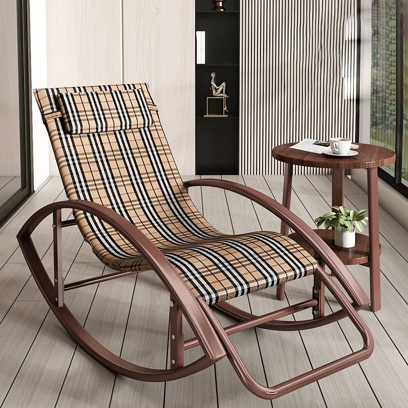 Contemporary Rocker Chair Metal Frame Water Resistant Fabric Rocker Chair with Pillow Clearhalo 'Chairs & Seating' 'furn' 'furn_rocking_chairs' 'Furniture' 'Living Room Furniture' 'Rocking Chairs' 'rocking_chairs' 1200x1200_b4038c2c-8acc-4194-bece-7906709f0407