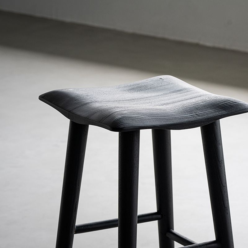 Solid Wood Dining Stools Black Armless Bar Stools with Footrest Clearhalo 'Bar Furniture' 'Bar Stools' 'bar_stools' 'furn' 'furn_bar_stools' 'Furniture' 'Kitchen & Dining Furniture' 1200x1200_b404b575-de26-4daf-9a1f-322c8a349d26