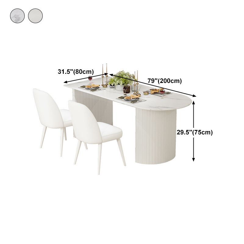 Modern White Top Oval Dinette Table White Base Dining Table for Living Room Clearhalo 'Dining Tables & Seating' 'Dining Tables' 'dining_table' 'furn' 'furn_dining_table' 'Furniture' 'furniture_dining_table' 'Kitchen & Dining Furniture' 1200x1200_b406f9e0-2b63-4915-a651-ab0d86099ddc