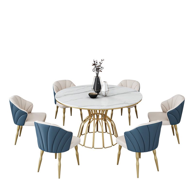 Contemporary Style Sintered Stone Dining Table Single Pedestal Base Round Table for Home Clearhalo ' dining_table' 'Dining Tables & Seating' 'Dining Tables' 'furn' 'furn_dining_table' 'Furniture' 'furniture_dining_table' 'Kitchen & Dining Furniture' 'kitchen&dining_furn' 'kitchen' 'kitchen_dining_table' 1200x1200_b409328b-4445-4cfa-9214-b2bfe3fcd906