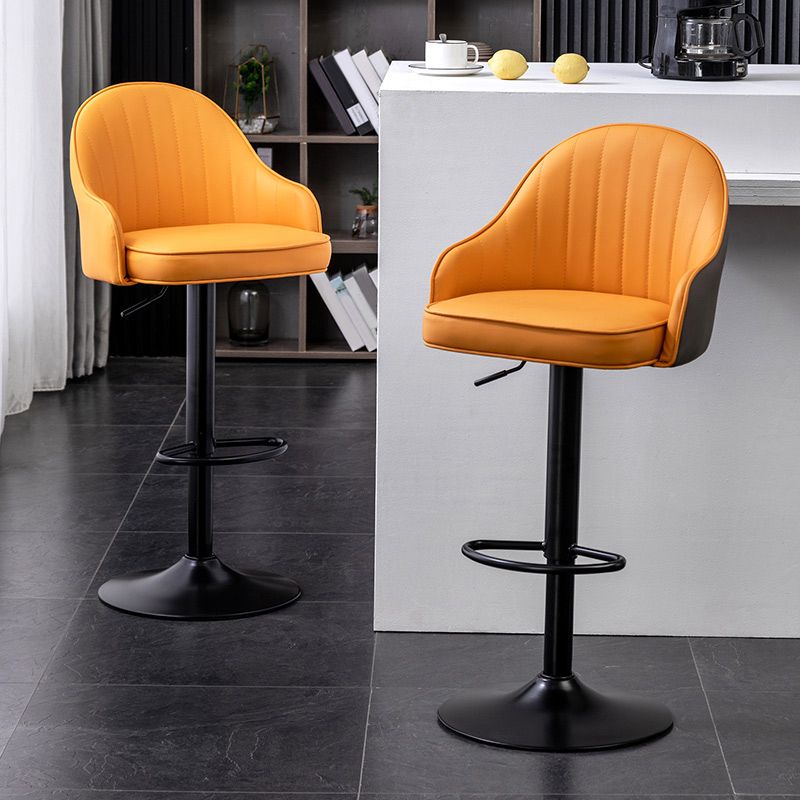 Adjustable Height Contemporary Bar Stool Footrest Leather Low Back Counter Stool Clearhalo 'Bar Furniture' 'Bar Stools' 'bar_stools' 'furn' 'furn_bar_stools' 'furniture_bar_stools' 'Kitchen & Dining Furniture' 'kitchen&dining_furn' 'kitchen' 'kitchen_furn' Furniture' 1200x1200_b4095678-5570-48df-9595-22fb0299a9a5