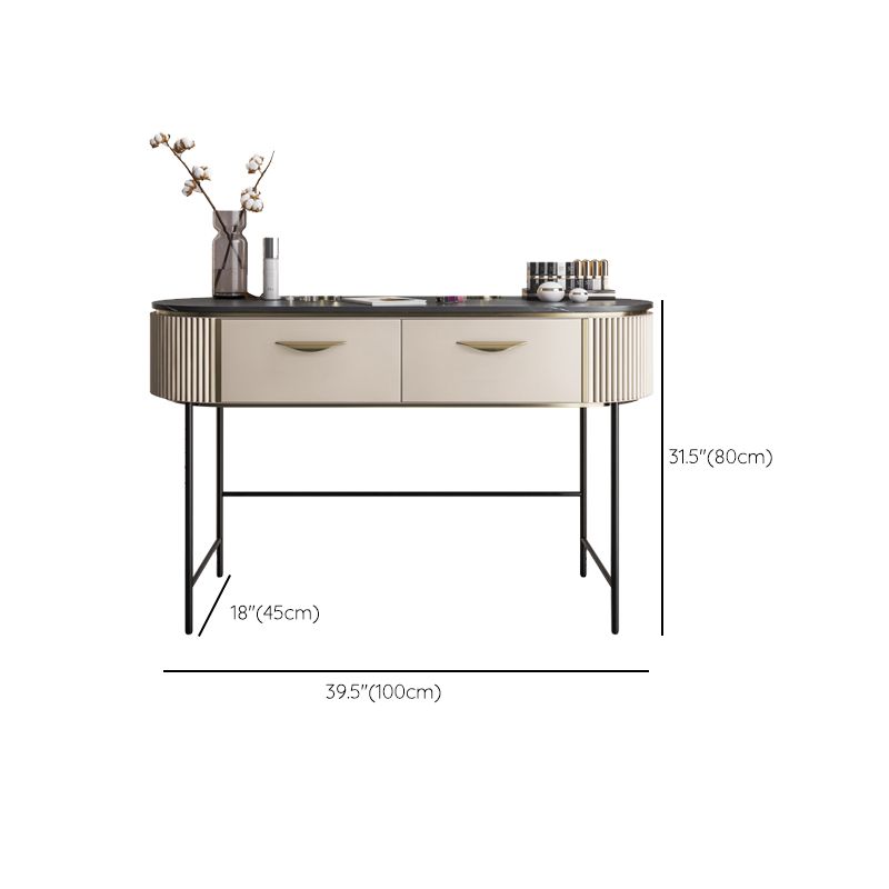 Set di vanità con 2 cassetti di stoccaggio da 17,71 "con specchio e sgabello imbottito