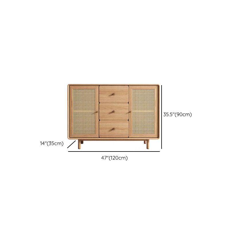 Tavolo a buffet in legno massiccio marrone contemporaneo con 3 cassetti