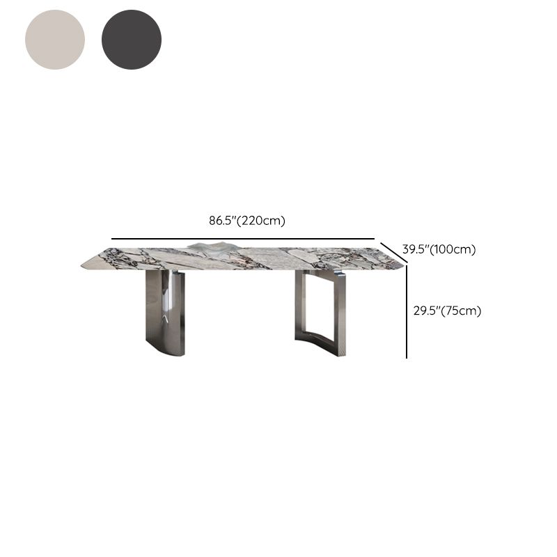 1/4/7ピース長方形の石トップステンレス鋼ベースダイニングセット