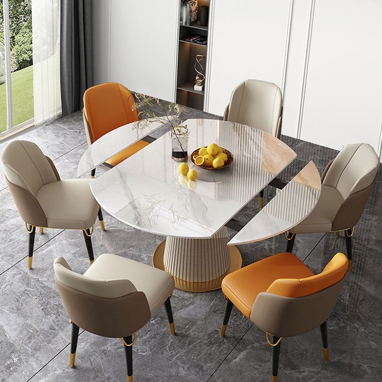 Modern Style Sintered Stone Dining Round Table Set 1/4/5/6/7 Pieces Dining Set