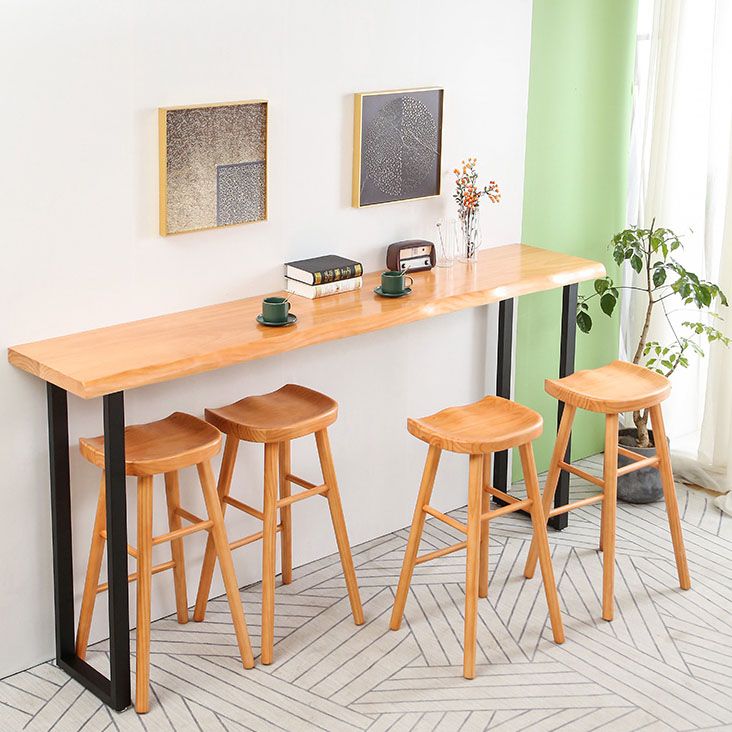 Natural Wooden Top Cocktail Bar Table Sled Modern Bistro Accent Dining Table Clearhalo 'Bar Furniture' 'Bar Tables' 'bar_tables' 'furn' 'furn_bar_tables' 'Furniture' 'Kitchen & Dining Furniture' 1200x1200_b40f74c5-160f-410e-baa2-e9d391778b09