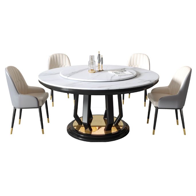 Modern Style Sintered Stone Dining Table Single Pedestal Base Round Table with Turntable Clearhalo ' dining_table' 'Dining Tables & Seating' 'Dining Tables' 'furn' 'furn_dining_table' 'Furniture' 'furniture_dining_table' 'Kitchen & Dining Furniture' 'kitchen&dining_furn' 'kitchen' 'kitchen_dining_table' 1200x1200_b40f7a16-ae1c-4b86-88c7-468985242aac
