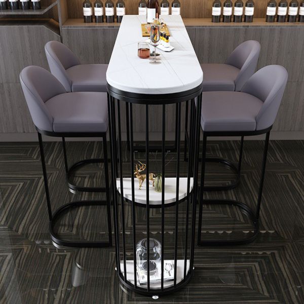 Tavolo da barre irregolare top in pietra tradizionale tavolo da bistrot di lusso con doppio piedistallo