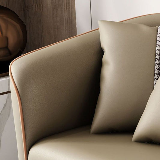 Contemporary Faux Leather Sofa with Single Cushion Seat 3-Seat Tuxedo Arm Sofa