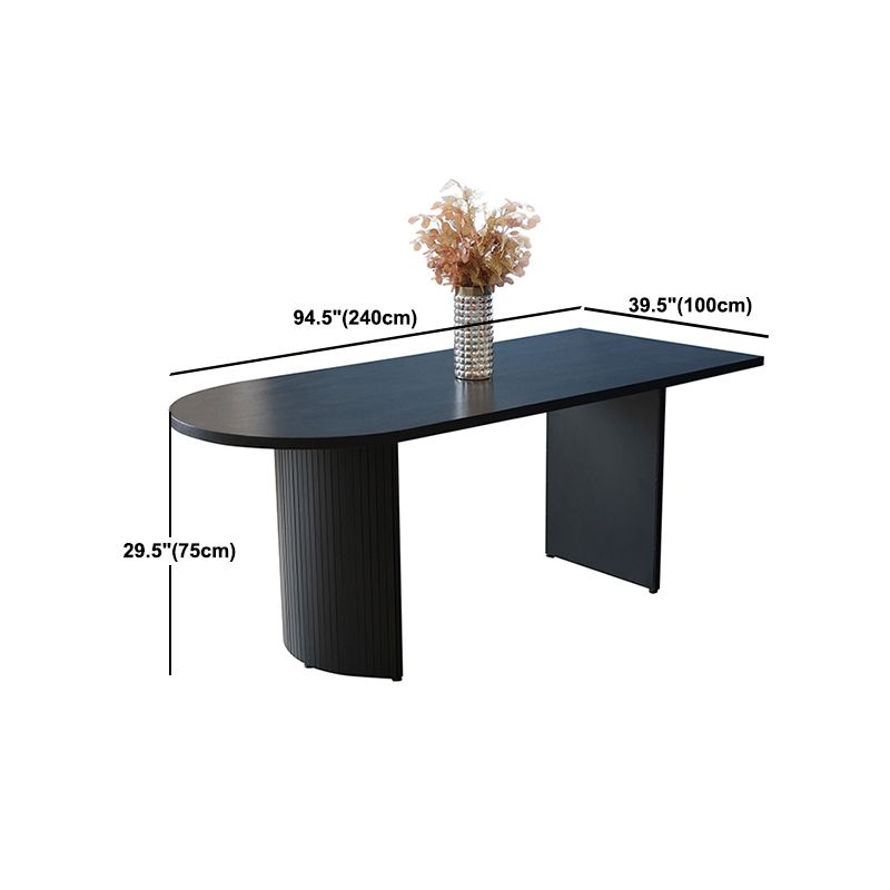 Free Form Double Pedestal Modern Dining Table Black Fixed Table of Wood Clearhalo 'Dining Tables & Seating' 'Dining Tables' 'dining_table' 'furn' 'furn_dining_table' 'Furniture' 'furniture_dining_table' 'Kitchen & Dining Furniture' 'kitchen' 'kitchen_dining_table' 1200x1200_b410d497-426a-48e1-bad1-3850f93dff1f