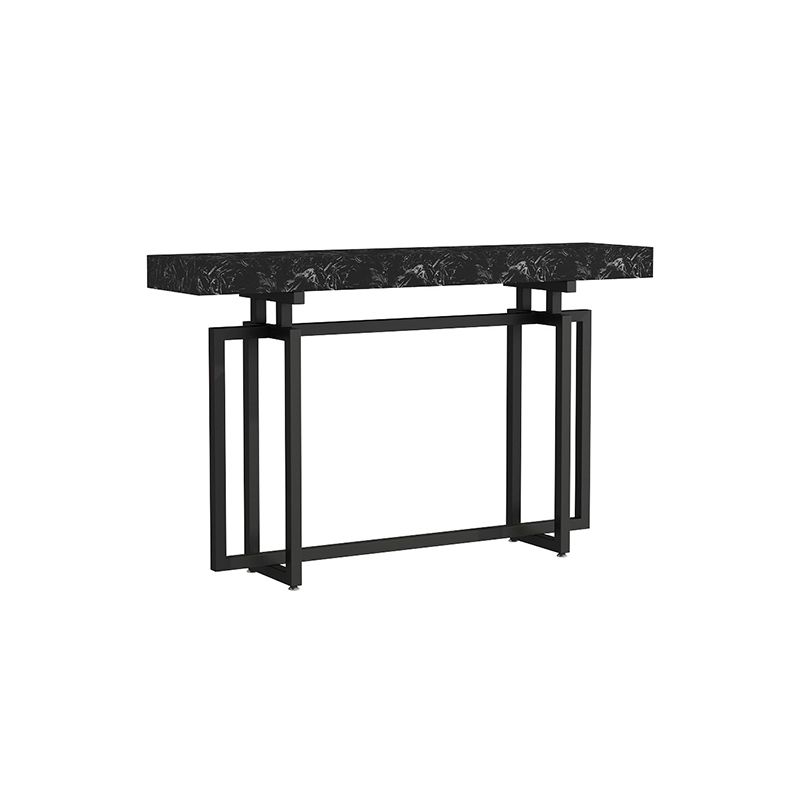 Console resistente alla macchia di rettangolo di marmo glam in nero/bianco