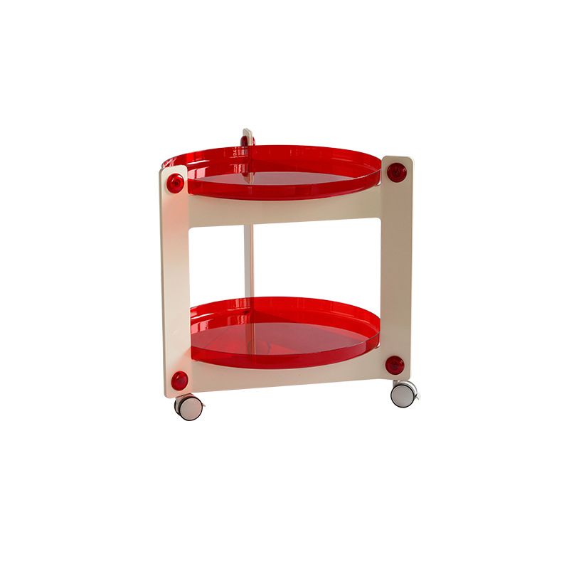 Contemporary Tray Top End Table Set Dia 25.6" 2 - Tier Side Table with Casters