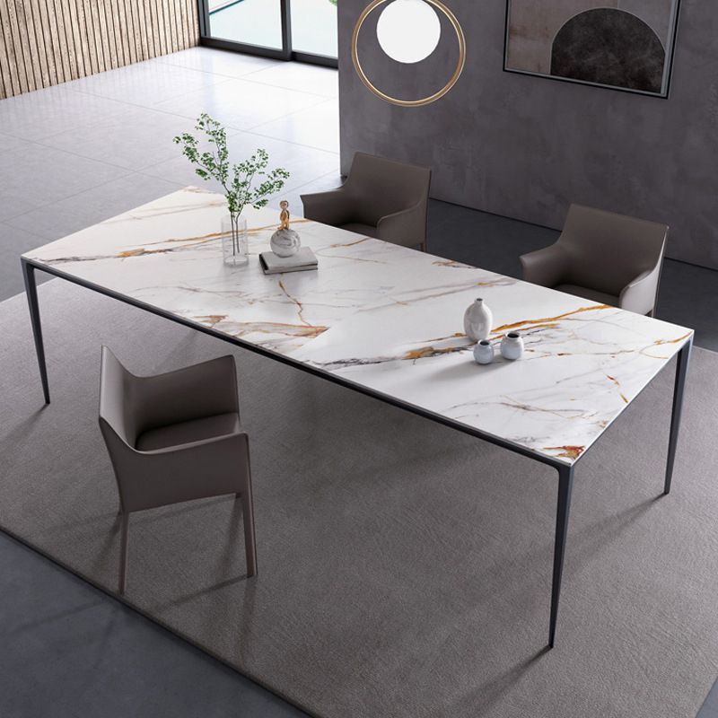 Stone Top Dining Table Contemporary Dining Table with 4 Legs in Black Clearhalo ' dining_table' 'Dining Tables & Seating' 'Dining Tables' 'furn' 'furn_dining_table' 'Furniture' 'furniture_dining_table' 'Kitchen & Dining Furniture' 'kitchen&dining_furn' 'kitchen' 'kitchen_dining_table' 1200x1200_b4128a2d-8385-4dc0-af3a-39dac65ef935