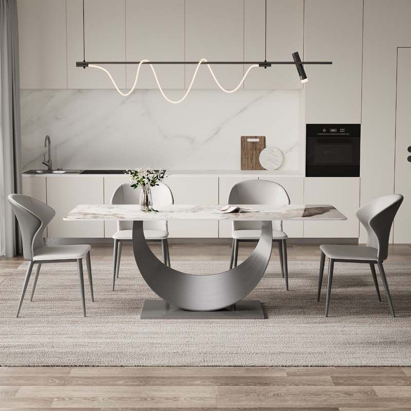 Glam Style Dining Sintered Stone Table Dining Rectangle Table with Metal Legs Clearhalo 'Dining Tables & Seating' 'Dining Tables' 'dining_table' 'furn' 'furn_dining_table' 'Furniture' 'Kitchen & Dining Furniture' 1200x1200_b4130242-c741-492e-8135-77e3337f40bd