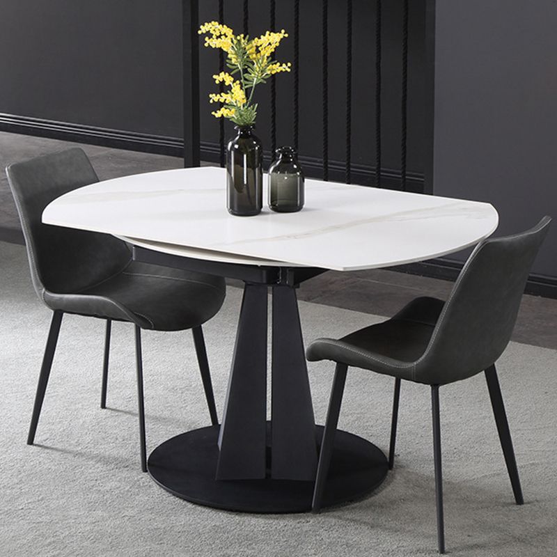 Modern Extendable Stone Dining Table Steel Base Dinner Table for Home Clearhalo 'Dining Tables & Seating' 'Dining Tables' 'dining_table' 'furn' 'furn_dining_table' 'Furniture' 'Kitchen & Dining Furniture' 1200x1200_b4137d1d-f498-4450-a667-d8922ceab223