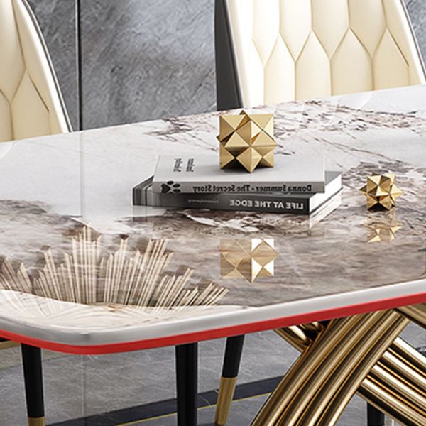 1/4/5/7 Pieces Rectangular Dining Set Luxurious Sintered Stone Top Dinette Table Set Clearhalo 'Dining Room Sets' 'Dining Tables & Seating' 'dining_room_set' 'furn' 'furn_dining_room_set' 'Furniture' 'Kitchen & Dining Furniture' 1200x1200_b4140765-68bf-4675-ad27-c6b4a91189f4