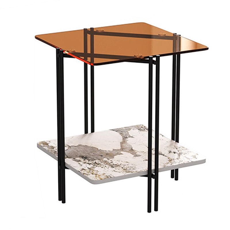 モダンな4脚コーナーテーブルリビングルーム用のガラスサイドテーブル