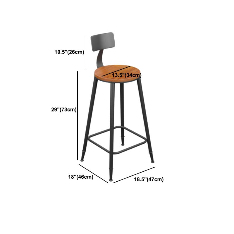 Tabouret de bar industriel en métal sans arme-arme chaise de bar rond en bois avec repose-pied