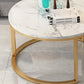 Glam Round Nesting Coffee Table with Marble Top and Metal Base