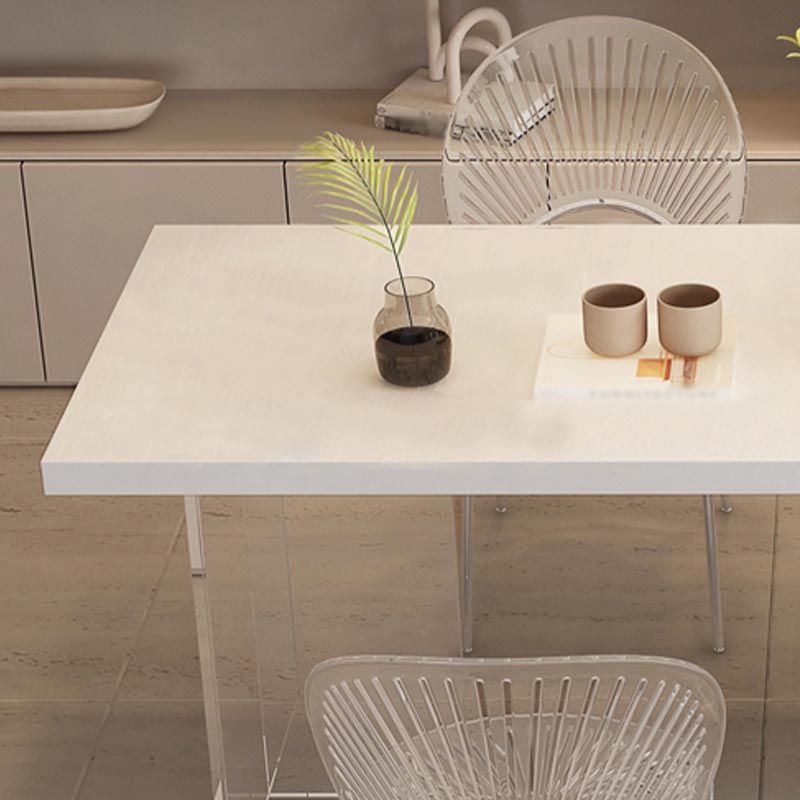 Moderne acryl -eetkamer keukentafel rechthoek witte dubbele voetstuktafel