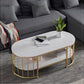 Glam Style Oval Coffee Table with Marble Top and 1 Shelf in White Clearhalo 'Coffee & Accent Tables' 'Coffee Tables' 'coffee_tables' 'furn' 'furn_coffee_tables' 'Furniture' 'Living Room Furniture' 1200x1200_b41dbbe3-34b4-41ae-8ae7-36dc7c56ea8e