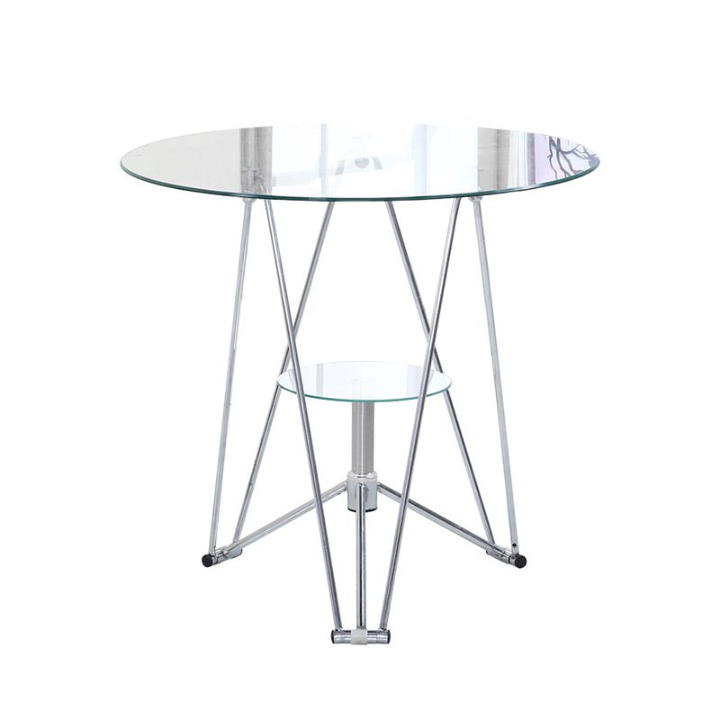 Metal Contemporary Round Dining Table Glass Top Table for Home Clearhalo ' dining_table' 'Dining Tables & Seating' 'Dining Tables' 'furn' 'furn_dining_table' 'Furniture' 'furniture_dining_table' 'Kitchen & Dining Furniture' 'kitchen&dining_furn' 'kitchen' 'kitchen_dining_table' 1200x1200_b41eae0d-d4be-4f73-b094-879a06df6702