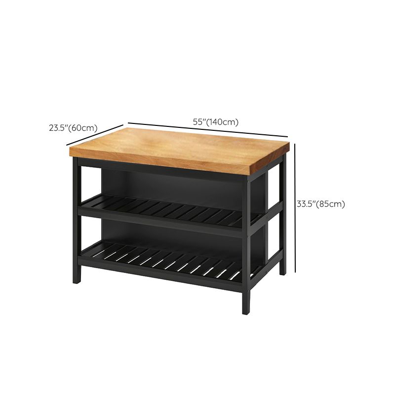 Mesa de preparación de madera sólida mesa de isla rectangular para sala de cocina