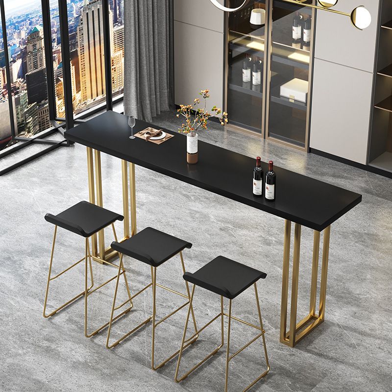 Glam Bar-height Table Solid Wood Top Pub Table for Living Room Clearhalo 'Bar Furniture' 'Bar Tables' 'bar_tables' 'furn' 'furn_bar_tables' 'Furniture' 'Kitchen & Dining Furniture' 1200x1200_b420e7fc-72b7-40e0-b326-dd5a1df0ba91