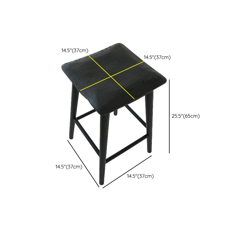 Contemporary Black Ash Solid Wood Armless Bar Stool with Footrest Clearhalo 'Bar Furniture' 'Bar Stools' 'bar_stools' 'furn' 'furn_bar_stools' 'Furniture' 'Kitchen & Dining Furniture' 1200x1200_b4221a19-bc04-495c-a209-808736b6995a