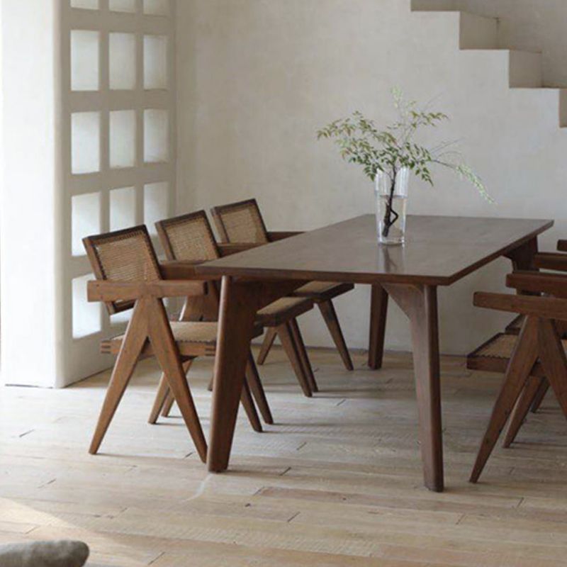 Rectangle Brown Base Dining Table Modern Pine Wood Table for Living Room Clearhalo 'Dining Tables & Seating' 'Dining Tables' 'dining_table' 'furn' 'furn_dining_table' 'Furniture' 'Kitchen & Dining Furniture' 1200x1200_b424f1f9-ff7e-4a15-880b-359bf715d166