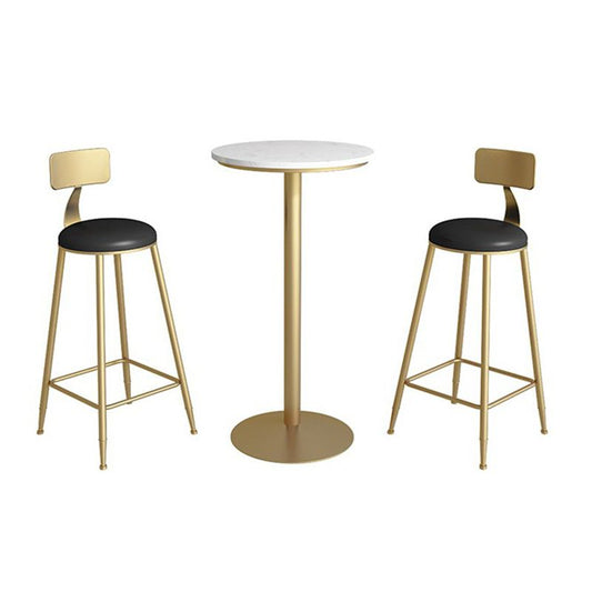 Tavolo da vino a barre in falda in marmo glam tavolo da pub piedistallo con base metallica