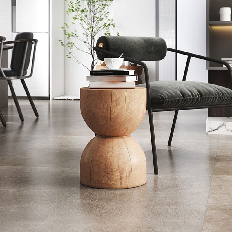 スクエアブロックベースデザインカクテルテーブルソリッドウッドラウンドコーヒーテーブル
