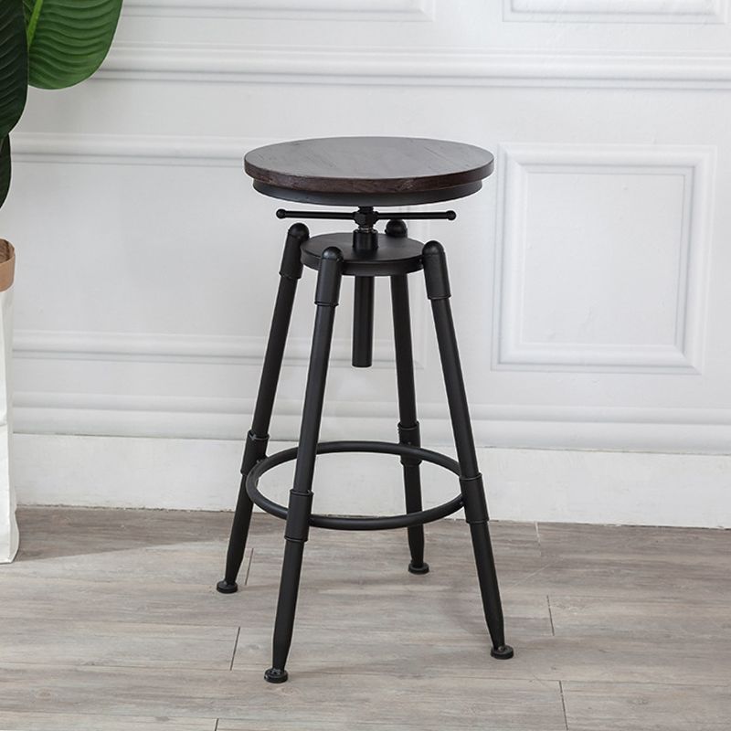 Industrial Armless Elevatable Counter Stool Iron Bar Stool with Pedal for Cafe Clearhalo 'Bar Furniture' 'Bar Stools' 'bar_stools' 'furn' 'furn_bar_stools' 'Furniture' 'Kitchen & Dining Furniture' 1200x1200_b430758c-d388-4810-88b9-c53ed9d21ee3