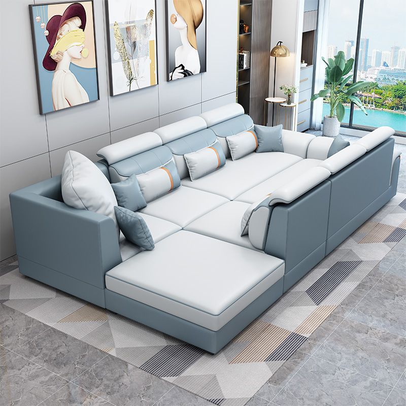 Moderno braccio top a cuscino contemporaneo sezionale, divano sezionale in pelle finta