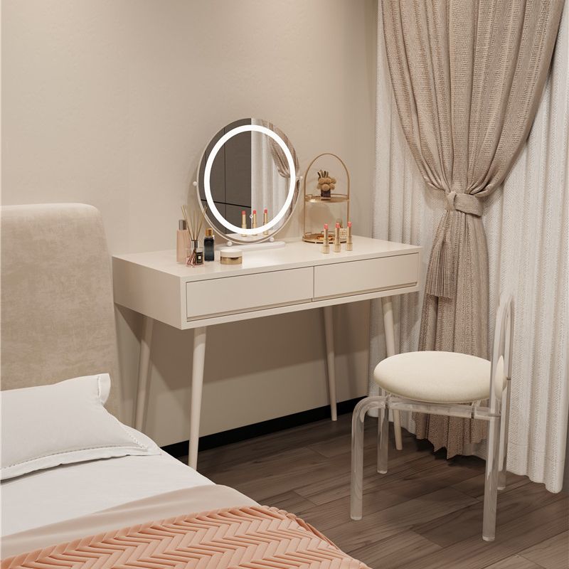 Wooden Makeup Vanity Desk Removable Lighted Mirror Vanity Dressing Table Set