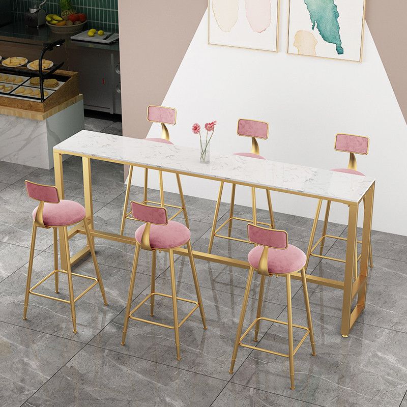 Glam Counter Table Marble Rectangle Top Trestle Table - 41.3" H Clearhalo 'Bar Furniture' 'Bar Tables' 'bar_tables' 'furn' 'furn_bar_tables' 'Furniture' 'furniture_bar_tables' 'Kitchen & Dining Furniture' 1200x1200_b4314426-fc51-4b3c-90f2-3704522d5415