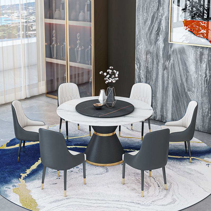 1/2/7/9 Pcs Metal Modern Dining Room Set with Round Table and Pedestal Base Dining Set Clearhalo 'Dining Room Sets' 'Dining Tables & Seating' 'dining_room_set' 'furn' 'furn_dining_room_set' 'Furniture' 'furniture_dining_room_set' 'Kitchen & Dining Furniture' 'kitchen&dining_furn' 'kitchen' 1200x1200_b4317fc3-7106-48b3-a12a-a45bb5d633b2