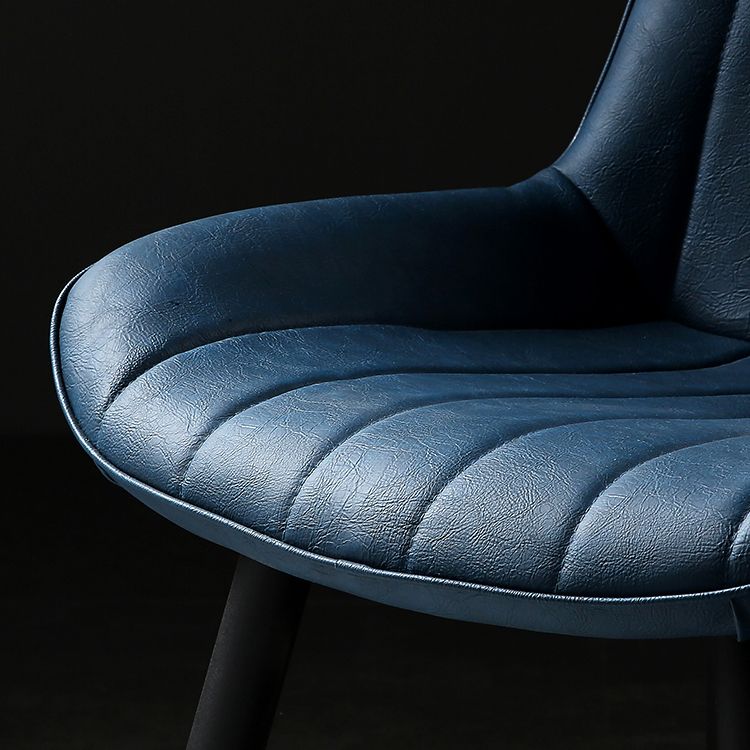 Modern Design Faux Leather Side Chair with 4 Metal Black Finish Legs Solid Back Armless Chair Clearhalo ' kitchen&dining_furn' 'Dining Chairs' 'Dining Tables & Seating' 'dining_chair' 'furn' 'furn_dining_chair' 'Furniture' 'furniture_dining_chair' 'Kitchen & Dining Furniture' 'kitchen' 1200x1200_b434849a-13c0-472f-818e-d4e38893641b