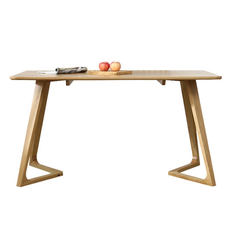 Contemporary Rectangle Dining Table Oak Solid Wood Table with Double Pedestal Clearhalo ' dining_table' 'Dining Tables & Seating' 'Dining Tables' 'furn' 'furn_dining_table' 'Furniture' 'furniture_dining_table' 'Kitchen & Dining Furniture' 'kitchen&dining_furn' 'kitchen' 'kitchen_dining_table' 1200x1200_b4352c7d-20ee-4361-ade9-3d30d61ba0e9