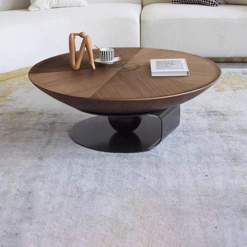 Ronde vierkante blokbasis hout/glas moderne stijl salontafel