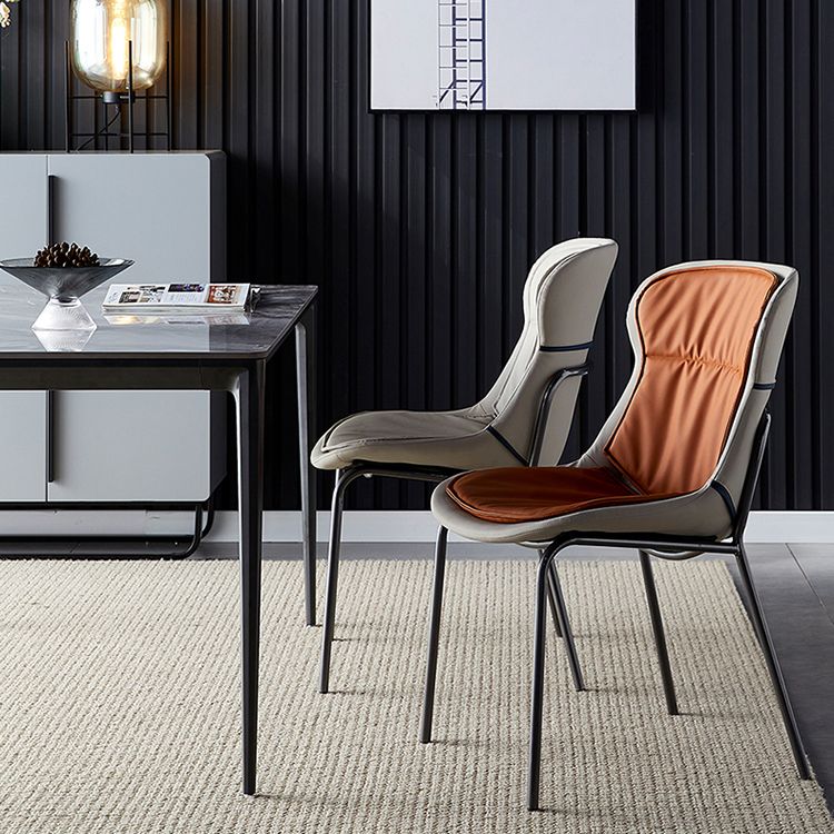 Scandinavian Style Microfiber Leather Dining Chairs Solid Back Armless Chair Clearhalo ' kitchen&dining_furn' 'Dining Chairs' 'Dining Tables & Seating' 'dining_chair' 'furn' 'furn_dining_chair' 'Furniture' 'furniture_dining_chair' 'Kitchen & Dining Furniture' 'kitchen' 1200x1200_b4380876-471f-49f6-b291-c4a7d6d76e2c