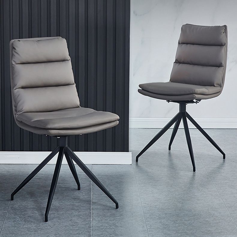 Industrial Style Solid Back Armless Chairs Microfiber Leather Dining Chairs (Set of 4) Clearhalo ' kitchen&dining_furn' 'Dining Chairs' 'Dining Tables & Seating' 'dining_chair' 'furn' 'furn_dining_chair' 'Furniture' 'furniture_dining_chair' 'Kitchen & Dining Furniture' 'kitchen' 1200x1200_b438826e-411a-45b4-b339-50b62e3dd4b6