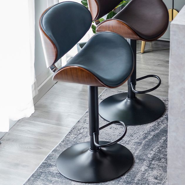 Contemporary Metal Adjustable Barstool Leather Counter Stool with Swivel in Matte Finish Clearhalo 'Bar Furniture' 'Bar Stools' 'bar_stools' 'furn' 'furn_bar_stools' 'Furniture' 'Kitchen & Dining Furniture' 1200x1200_b43998ff-b0d4-4a38-a208-daf6728a2224