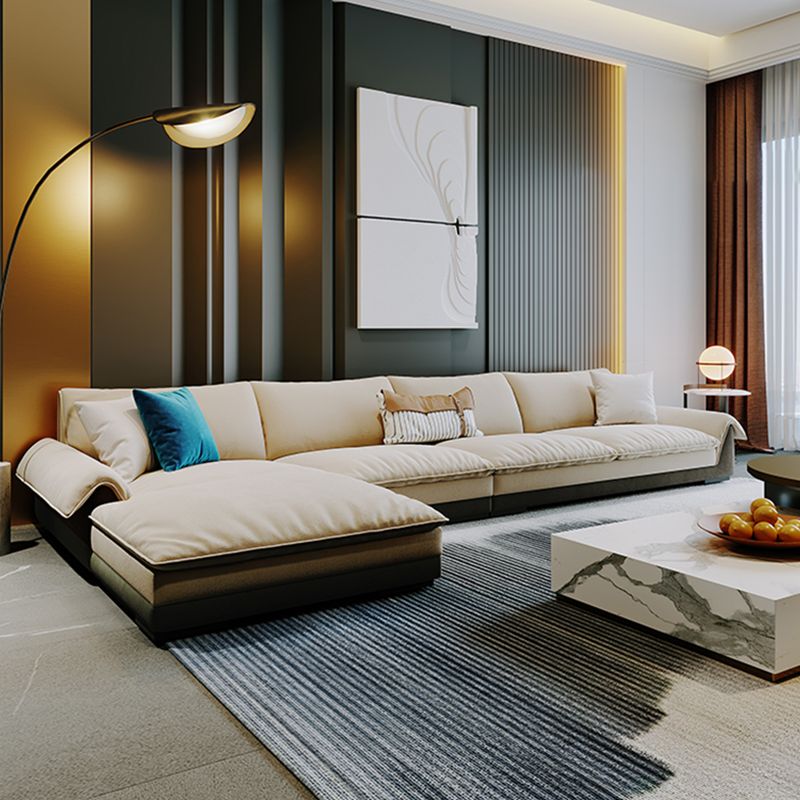 Contemporary Stationary Fabric Living Room Flared Arm Pillows Seating Clearhalo 'furn' 'furn_sectionals' 'Furniture' 'Living Room Furniture' 'Sectionals' 1200x1200_b43ad5d0-1a83-4925-b925-60401c8acc29