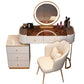 15.74" Wide Vanity Desk with 5/6 Storage Drawers Glam Glass Dresser