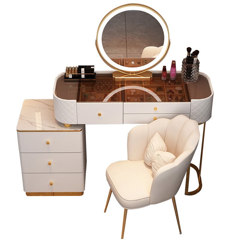 15.74" Wide Vanity Desk with 5/6 Storage Drawers Glam Glass Dresser