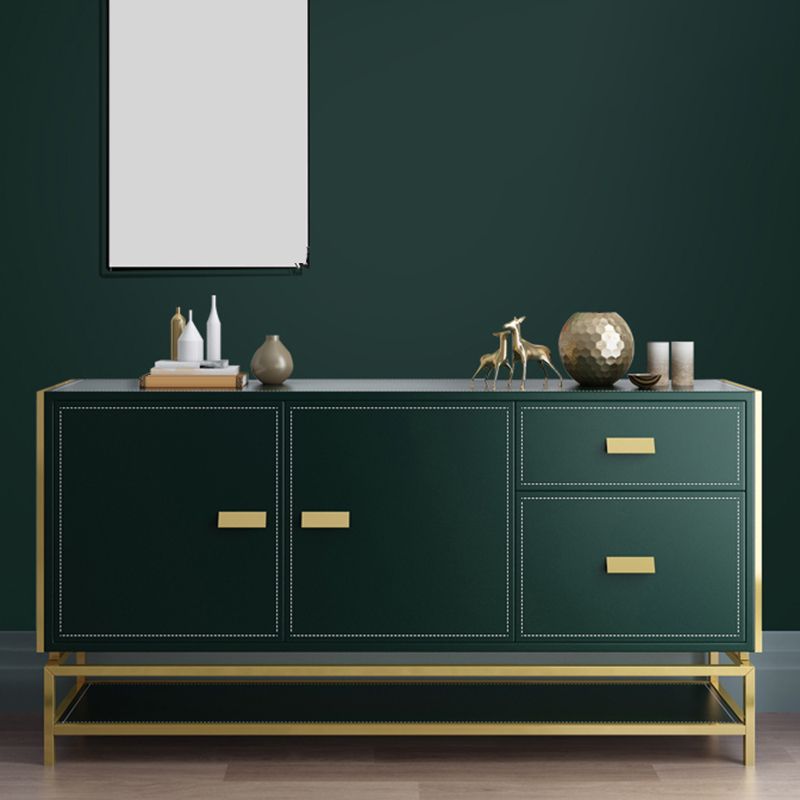 Glam Style Dining Buffet 59"L Wood Side Board with Cabinets and Drawers Clearhalo 'buffet_sideboard' 'Buffets & Sideboards' 'furn' 'furn_buffet_sideboard' 'Furniture' 'Kitchen & Dining Furniture' 1200x1200_b43baf91-3f89-4382-a151-cc67952b4d1d