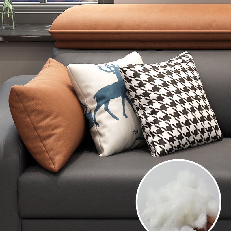 Faux Leather Removable Cushions Sofa and Chaise 35.43"High Sloped Arms Sectional Clearhalo 'furn' 'furn_sectionals' 'Furniture' 'furniture_sectionals' 'kitchen' 'kitchen_sectionals' 'Living Room Furniture' 'Sectionals' 1200x1200_b43bd769-1767-4241-b8ec-afc3e13020ed